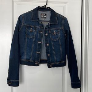 women’s dark blue denim / jean jacket (size small)